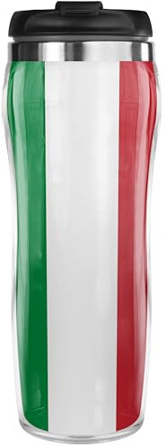 Pixly® Italy Flag Thermal Travel Mug Coffee Tea Flask, 400ml/14oz Capacity, Italian Country Flag