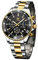 OLEVS Bicolor Armbanduhr Herren Metallarmband Mode Analog Uhren fur Männer Groß Schwarz Zifferblatt Elegante Edelstahl Herren Uhren Chronograph Leuchtend Wasserdicht Herrenuhren mit Datum Mondphase