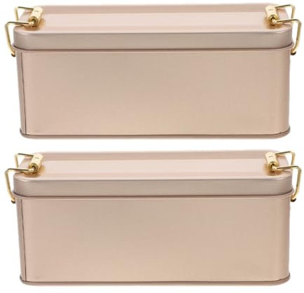 Luxshiny 2 Latas De Galletas Vintage De Hojalata Dorada Con DiseñO Retro Para Almacenamiento De Dulces, Galletas Y Snacks, Ideal Para Bodas Y Eventos, TamañO PequeñO PortáTil