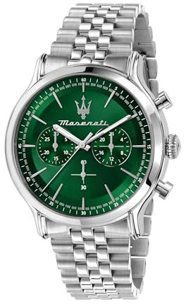Maserati Montre Homme, Chronographe, Analogique, Bracelet Acier, Étanche, Boîtier 42 mm, Collection Vintage - R8873618033
