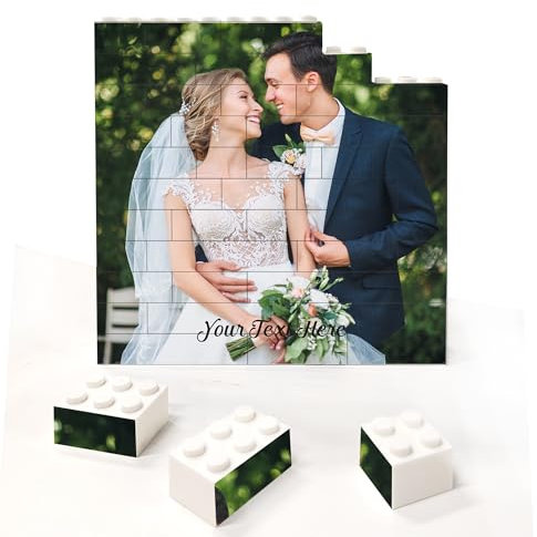Personalised Puzzle Building Block Puzzles Picture Block Jigsaw Puzzle Personalised Photo Gifts for Women Men Custom Photo Gifts for Christmas Birthday Anniversary Wedding (Square)