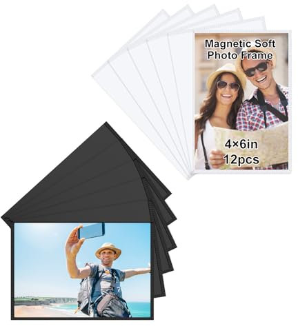 12 Pièces Cadre Aimanté Pochette Photo 10x15 Cm Cadre Photo Magnetique Frigo, Pele Mele Magnetique Cadre Photo Transparent, Ensemble de Cadres Magnétiques, Porte Photo Magnetique Magnetic Frames