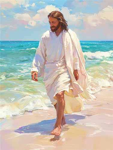 5D DIY Diamond Art Painting Kits, Mann Diamond Painting, Diamant Painting Bilder Erwachsene Malen nach Zahlen, Diamond Painting Runden Steine, Jesus Diamant Malerei Handwerk für Wand Décor 40x50cm
