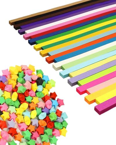 HSIXHAF 1080 Streifen Origami Sterne Papierstreifen Package, 27 Farben, Origami Papier Sterne, geeignet für Bastelarbeiten in der Schule - Rainbow Colors