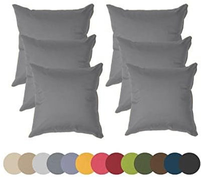 chilly pilley® Gartenkissen Wasserfest Dekokissen Set Sofakissen Rückenkissen Indoor-Outdoorkissen 6er Set 50x50 grau