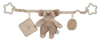 Sterntaler Chaîne de poussette de ferme - Jouet pour bébé avec hochet à découvrir - Accessoires de poussette faciles à fixer et avec bande élastique intégrée - Jouet d'activité pour bébé - Beige