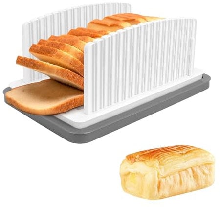 Adjustable Bread Slicer, Folding and Adjustable Manual Handhold Homemade Slicer, with Crumb Tray, for Cutting Bread Quick and Safe