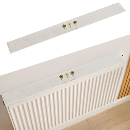 Heizkörper-Staubabdeckung, Baumwoll-Leinen, magnetische Fixierung, kratzfest, Heizkörper-Schutzhülle, Weiß, schützt Heizkörper vor Staub Schmutz (40 x 10 cm)