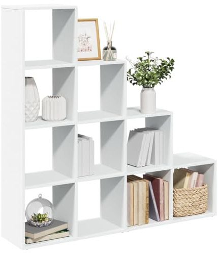 ShGaxin Bücherregal mit 4 Ebenen, Holz, weiß, 131,5 x 29 x 131,5 cm, Regal, Bücherregal, Aufbewahrungsregal, Organizer für Spielzeug, Bücherregal, Raummöbel - 857967