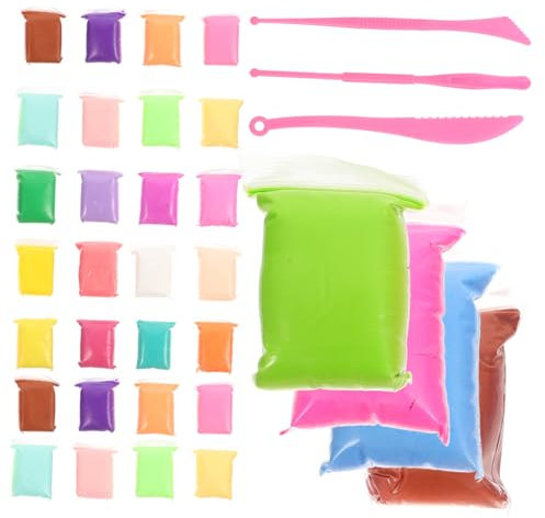 LALAFINA Junge Mädchen Mit Werkzeugen Zum Lufttrocknen Bunte Polymer Modelliermasse Zum Formen Schneiden Und Glätten Diy Handwerk Spielzeug Für Kleinkinder Zum Basteln Und Kreativsein