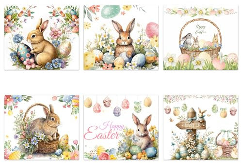 GreatRise 6pcs Oster-Weinflaschen-Etiketten Bunt Weinflaschen Selbstklebend, 5.84cm × 5.08cm, Frohe Ostern Sticker Osteretiketten zum Beschriften Osteraufkleber für Flaschen Party DIY Deko Stil 2