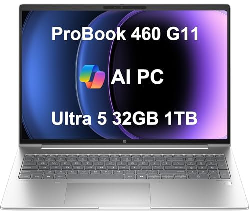 HP ProBook 460 G11 - Laptop empresarial (16 pulgadas FHD+ antirreflejos, Intel Core Ultra 5 125U (> i7-1355U), 32 GB DDR5 RAM, 1 TB SSD) retroiluminada, huella dactilar, cámara web de 1080p, Wolf