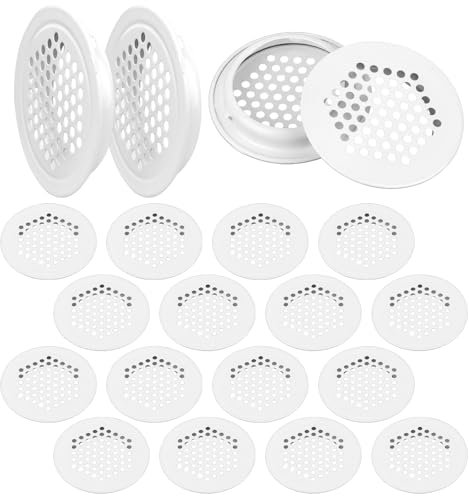 Lüftungsgitter Rund, 20 Stück Lüftungsloch Weiß, 53mm Edelstahl Belüftungsgitter, Lüftungsabdeckung für Kleiderschrank, Klein Lüftungsgitter Edelstahl, Belüftung Abluftgitter für Möbel Küchen