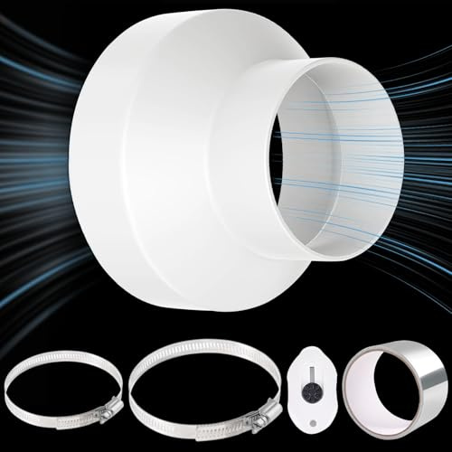 Rundrohr Adapter 150 auf 100mm Reduzierstück aus ABS mit Edelstahl Klemmen
