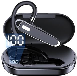 Headset V5.3, Wireless Earpiece with 500mAh Charging Hand- Headphones Noise Canceling Mic for/Driving/Business Earphone (Black, 15X8X2.8cm)