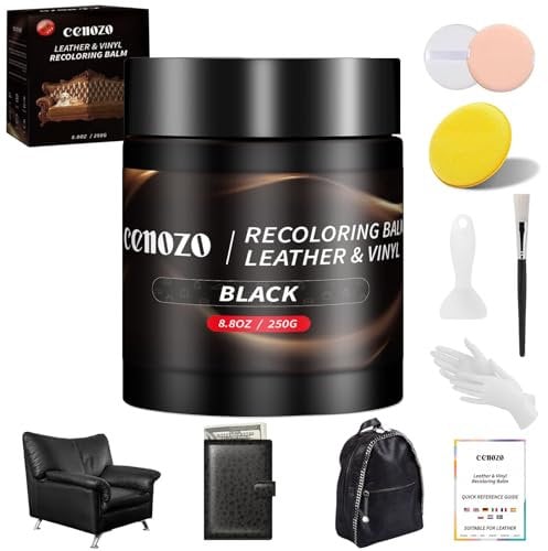 Nero Kit Riparazione Pelle,Ripara Pelle Divano Graffio,Smacchiatore Sedili Auto,Stucco per Pelle Rinnova Volante in Pelle,Tintura per Pelle Scarpe,Giacca,Sofa,Sedili Auto