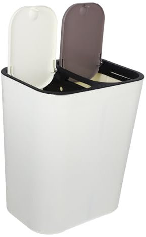 BESTonZON Poubelle de Cuisine à Compartiments Doubles pour Déchets Humides et Secs Conteneur de avec Couvercle Pression Élégant et Durable pour Maison et Cuisine