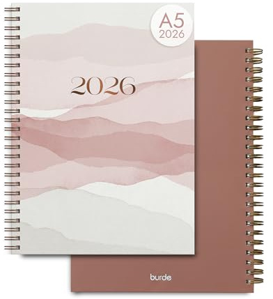 Burde Senator A5 Story Beige 2026, A5 Spiralbindung – Kompakter & Eleganter Organizer, Geschulter Planer & Professioneller Terminkalender, Wochenjournal, Hardcover