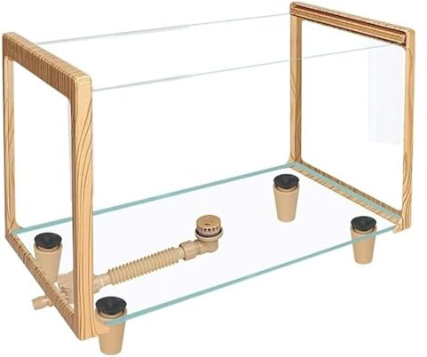 DMBBSAPBSH Goldfischglas, Fischschale, Holzrahmen Schildkröte Aquarium Transparent Glas Fisch(60x28.5x28.5cm)