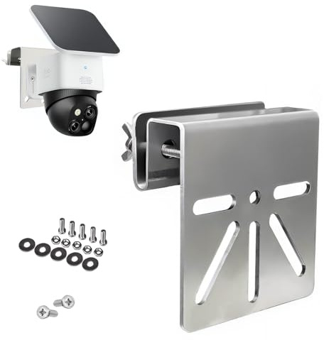 Support Gouttière Caméra Extérieur en Acier Inoxydable Anti-Rouille, Installation sans Perçage pour Eufy SoloCam S340 E30 Tapo C425, Support Caméra Solaire Universel avec Vis 1/4, Maintien Stable