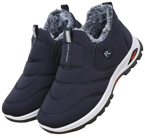Generisch Winterstiefel Herren Warm, Schneestiefel Herren Slip-On, Wanderstiefel Warm Gefüttert Winterschuhe Dicke Sohle Schneeschuhe Dämpfung Wanderschuhe Rutschfest Bequeme Outdoorschuhe