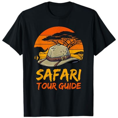 Safari Tour Guide Explorer Hut Savanne Sonnenuntergang Halloween T-Shirt