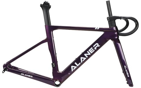 DHNCBGFZ 700C Carbon Fiber Gravel Rennrad Frameset 47/51/54/56/58CM Scheibenbremsrahmen Vorne 12x100mm Hinten 12x142mm Steckachse Rahmen Interne Verlegung BB86mm(Colour Changing Purple,56CM)