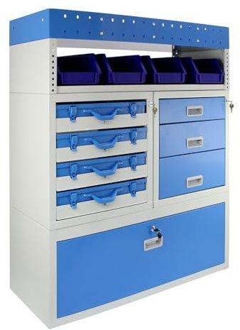Van Racking Garage Storage Unit Tool And Equipment Organiser Metal Steel 60kg Capacity With Secure Lockable Compartments Blue 101.6cm x 117.8cm x 36cm…