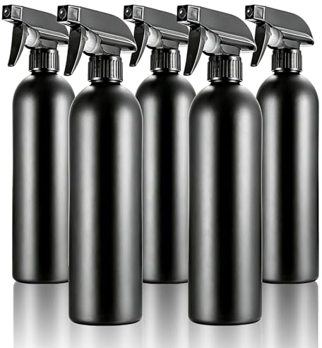 Lot de 5 flacons pulvérisateurs vides de 500 ml, vaporisateurs d'eau, nébulizer pour plantes, plantes, fleurs de jardin (noir)