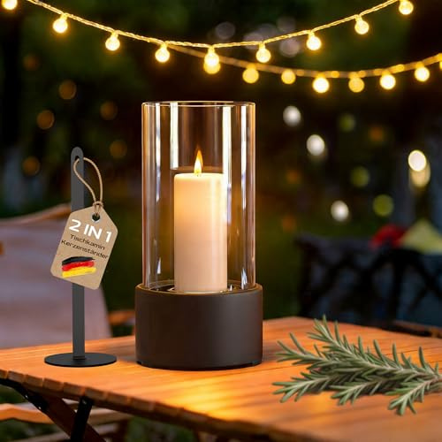 Melo Garten Tischkamin Indoor windlichter Wendelflamme Windlicht Edelstahl Windlichtsäule Outdoor Round Tischfeuer für Garten, Terrasse, Balkon, Wohnzimmer, Schlafzimmer für Tolles Ambiente-Feuer