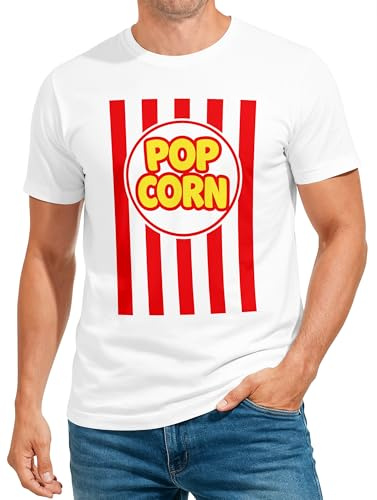 MoonWorks® Herren T-Shirt Fasching Karneval - Popcorn - Kostüm-Ersatz Verkleidung Last Minute Faschingskostüme Männer Funshirt