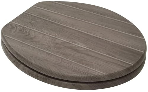 wilko Willow Oak Effect Toilet Seat, Grey, 37.6 x 46.5cm, MDF, Easy to Install, Durable Design
