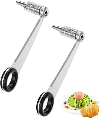 2 Pcs Spiral Cutter Slicer Spiral Cutter for Potatoes Stainless Steel Spirals Cutters Kitchen Tools Easy to Clean Curly Fry Cutters for Veggies Cucumber and Carrot
