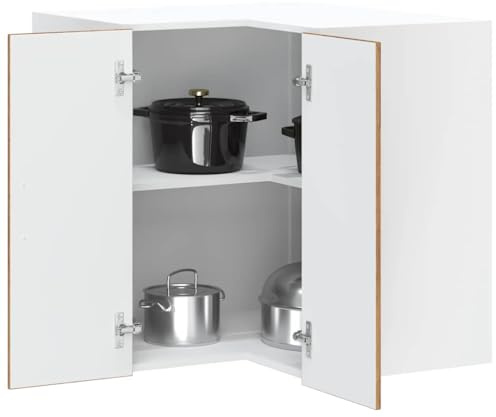 Ziaphsol Armoire d'angle Murale pour Cuisine Lucca en Bois Vieux Bois avec Porte, Rangement Pratique pour Vaisselle, casseroles, appareils électroménagers, capacité 70 kg