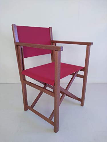 SILLAS MENORCA AUTHENTISCHER MENORQUINISCHER Stuhl - Directors Stuhl - KLAPPBARSTUHL IN Holz für TERRASSE und Garten in Brandy HOLZFARBENTONE und ACRYLSTOFFE in ROTER Farbe