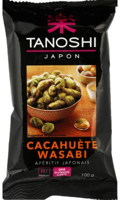 Tanoshi Maní wasabi, aperitivo japonés, bolsa de 100 g