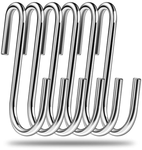 ESFUN 24 Pack 3 inch Heavy Duty S Hooks Pan Pot Holder Rack Hooks Hanging Hangers S Shaped Hooks for Kitchenware Pots Utensils Clothes Bags Towels Plants (Silver)