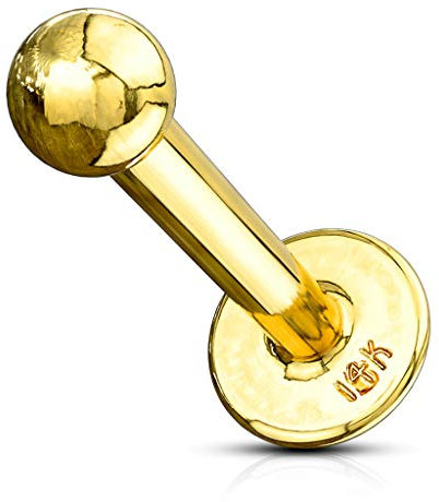 Autiga® Labret Lippen-Piercing 14 Karat 585 Echtgold Monroe Madonna Medusa Stecker Stud Kugel rosègold 1,2 mm 8 mm