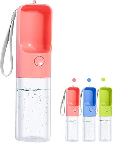 Sofunii Dog Water Bottle for Walking, Portable Pet Travel Water Drink Cup Mug Dish Bowl Dispenser, Made of Food-Grade Material Leak Proof & BPA-Free - 15oz Capacity (Blue&Pink&Green) (Pink) …