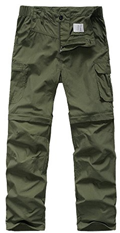 Kids Hiking Pants, Boy's Casual Quick Dry Convertible Waterproof Trousers for Climbing Camping Outdoor #9016 Army Green-M