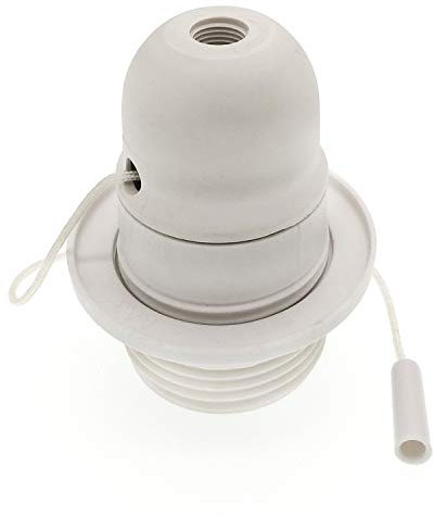 E27 Thread Pull Chain Lampholder,E26 E27 Vintage Edison Screw Plastic Light Socket Pendant Fitting Set (White)