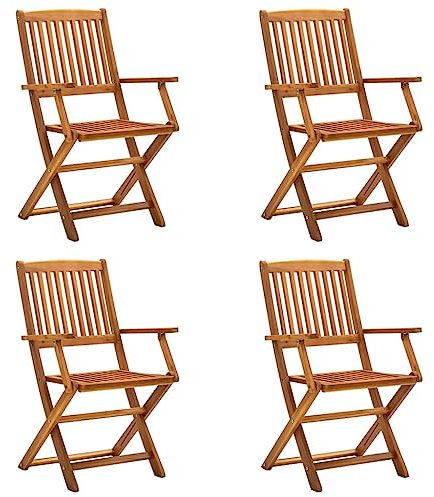 vidaXL 4X Akazienholz Massiv Gartenstuhl Klappbar Hochlehner Gartensessel Stuhl Sessel Klappstuhl Holzstuhl Gartenstühle Stühle Essstuhl