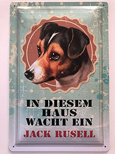 Metall Schild 20x30cm In diesem Haus wacht ein Jack Russel Hund Blechschild