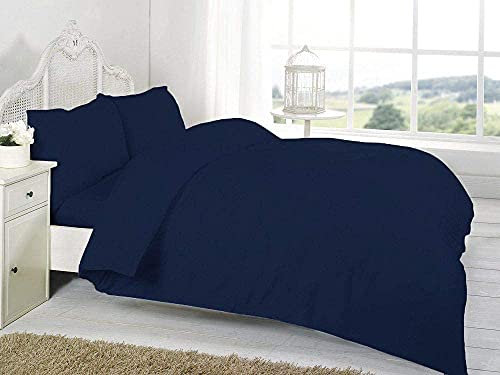 COTONWIZE® Navy Non Iron Percale Single Bed Duvet Cover Polycotton Single Duvet Set, 100% Poly Cotton Duvet Cover Bedding, Single Beds Cotton Duvet Set