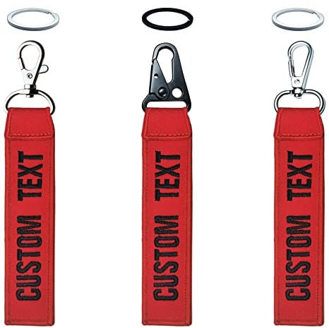 Misscase Personalisierte Schlüsselanhänger, benutzerdefinierte Stickerei jeden Text Name Schlüsselanhänger, Schlüsselanhänger Zubehör geeignet für Herrengeschenk Motorrad Auto Roller (Red), 19*3cm