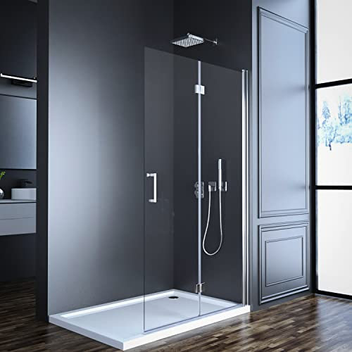 Duschwand 80x195 cm Walk-in Glas Duschabtrennung Faltbar Dusche, Glas Duschtrennwand Duschabtrennung Duschwand aus 6mm ESG Nano Sicherheitsglas, 80cm Glastrennwand Glaswand Glas Easy-clean