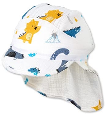 Sterntaler Baby Jungen Schirmmütze Baby Schirmmütze Nackenschutz Dinos - Schirmmütze Baby, Baby Mützen - aus Baumwolle - beige, 45