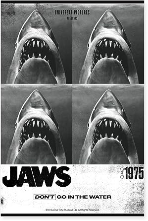 Spreadshirt Der Weiße Hai Jaws Geh Nicht Ins Wasser Poster 40x60 cm, One size, Weiß