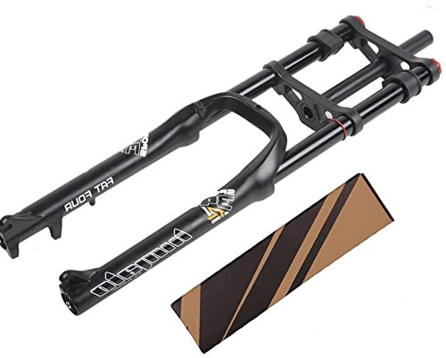 26 Zoll MTB Luftgabel Snow Fatbike Federgabel Federweg 140MM Zugstufeneinstellung Für 4,0 Reifen Doppelte Schulter 1-1/8'' Dämpfungseinstellung QR Zum Strandfahrräder E-Bike (Color : Black)