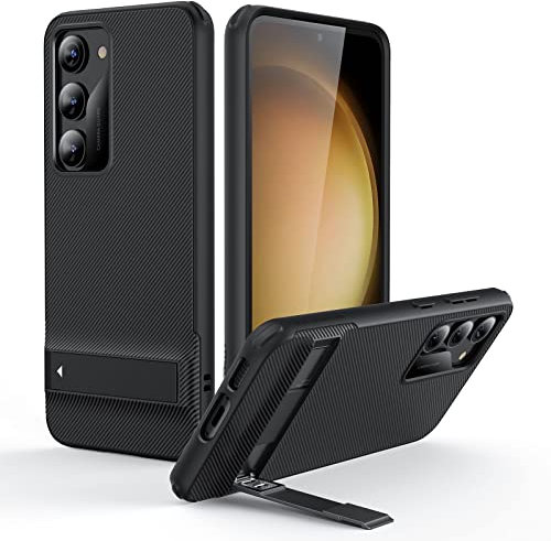 ESR Boost Ständer Hülle für Samsung Galaxy S23 Hülle, 3 Standmodi, Militärnorm Sturzschutz, unterstützt kabelloses Aufladen, dünne Handyhülle mit patentiertem Ständer, Schwarz